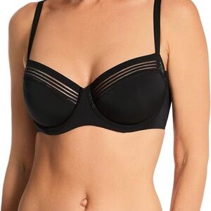 Le Mystere Womens Second Skin Unlined Demi Underwire Bra Sz 36G Black